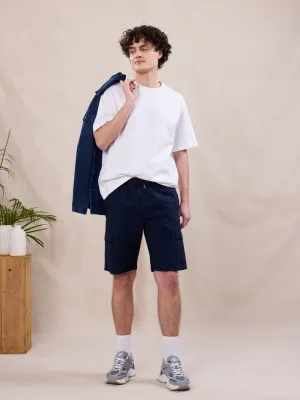 Navy Plain Cargo Shorts