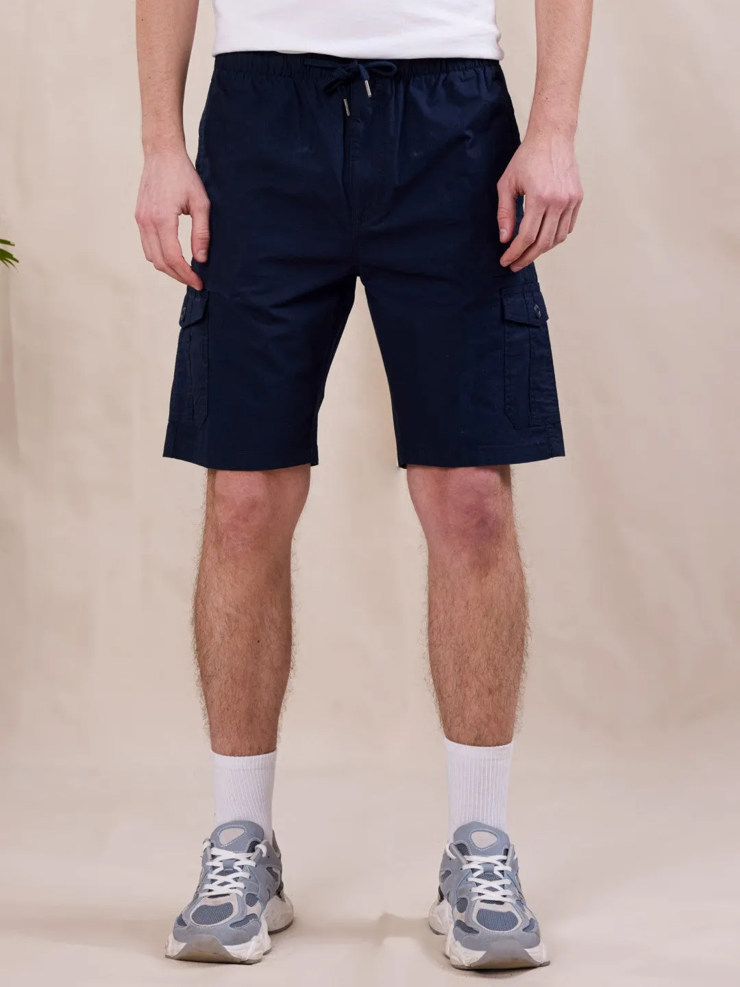 Navy Plain Cargo Shorts