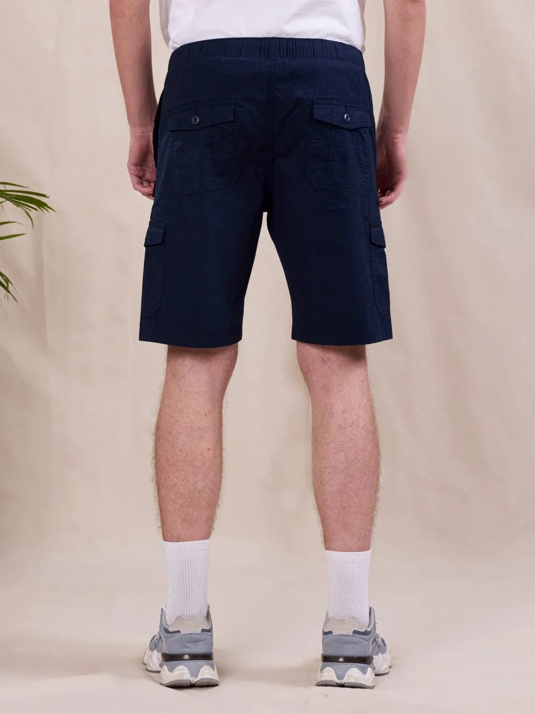 Navy Plain Cargo Shorts