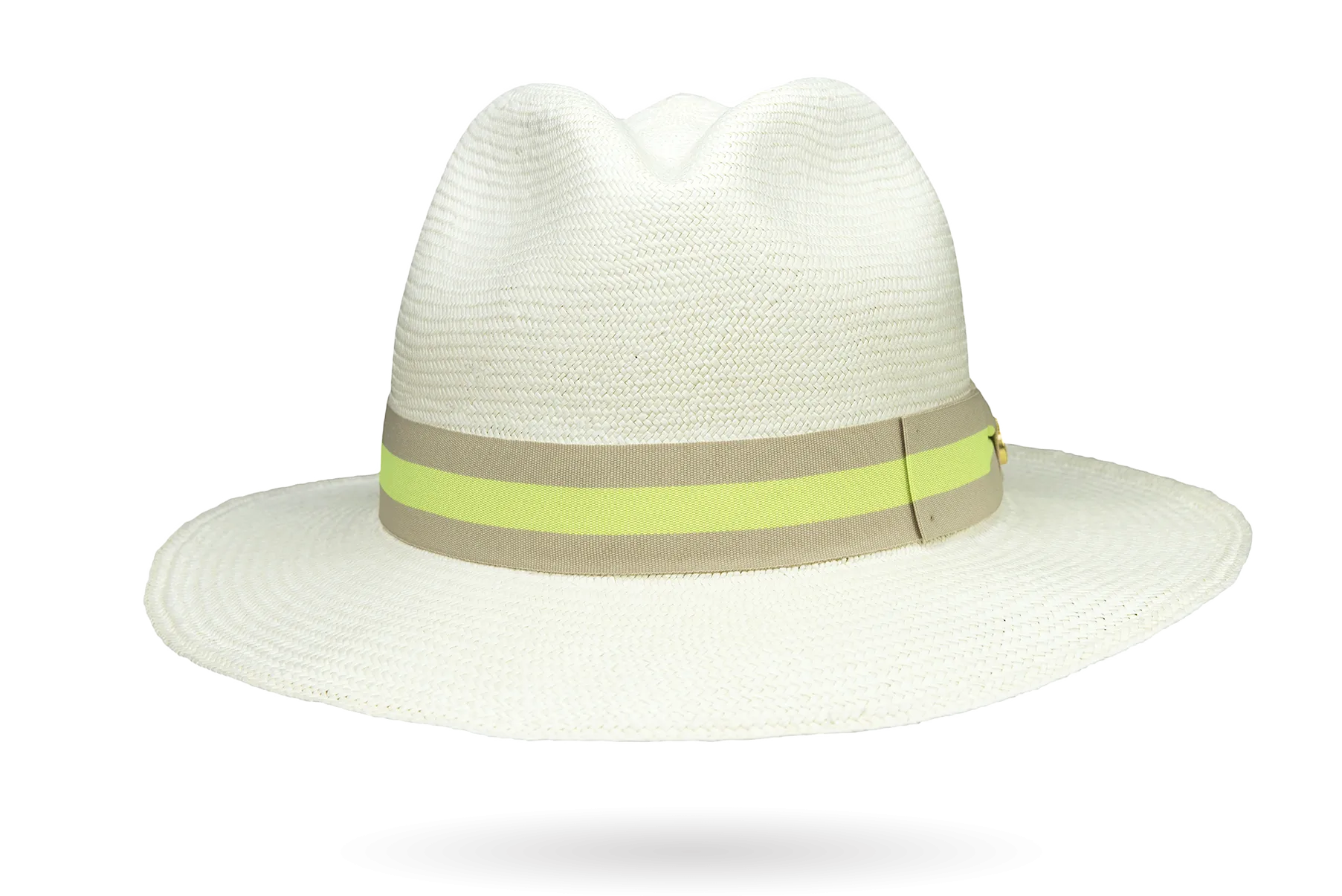 NEON BAND FINE PANAMA HAT ITALIAN BOW DOWN BRIM FRONT