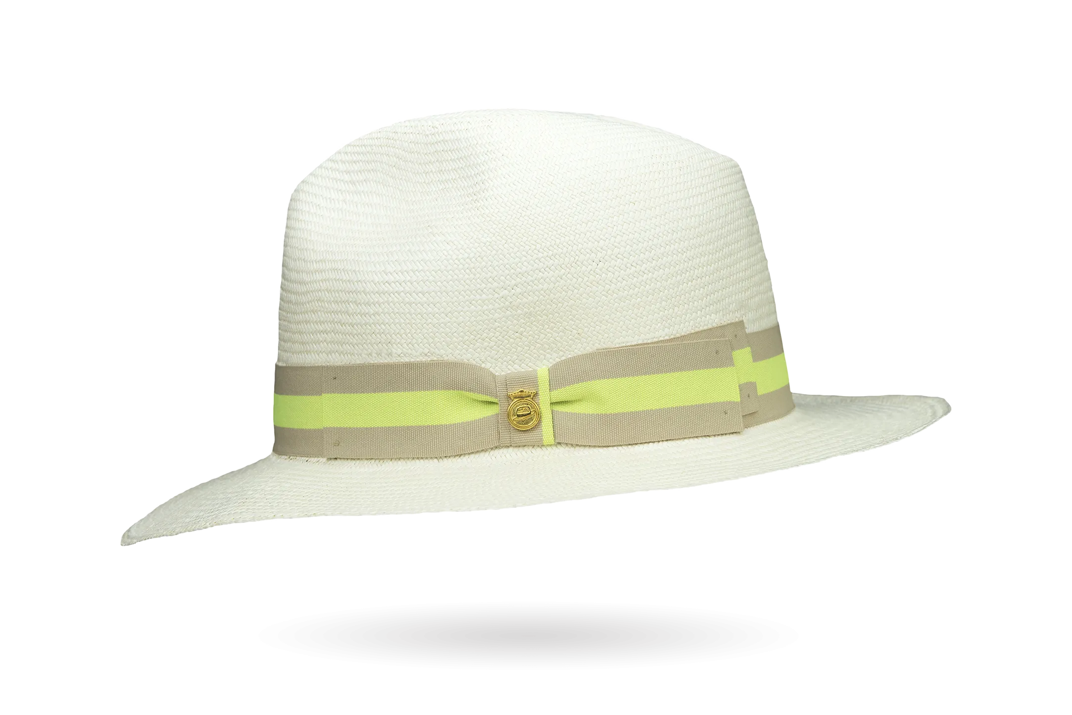 NEON BAND FINE PANAMA HAT ITALIAN BOW DOWN BRIM FRONT