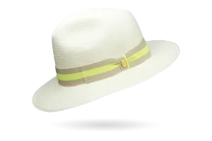 NEON BAND FINE PANAMA HAT ITALIAN BOW DOWN BRIM FRONT