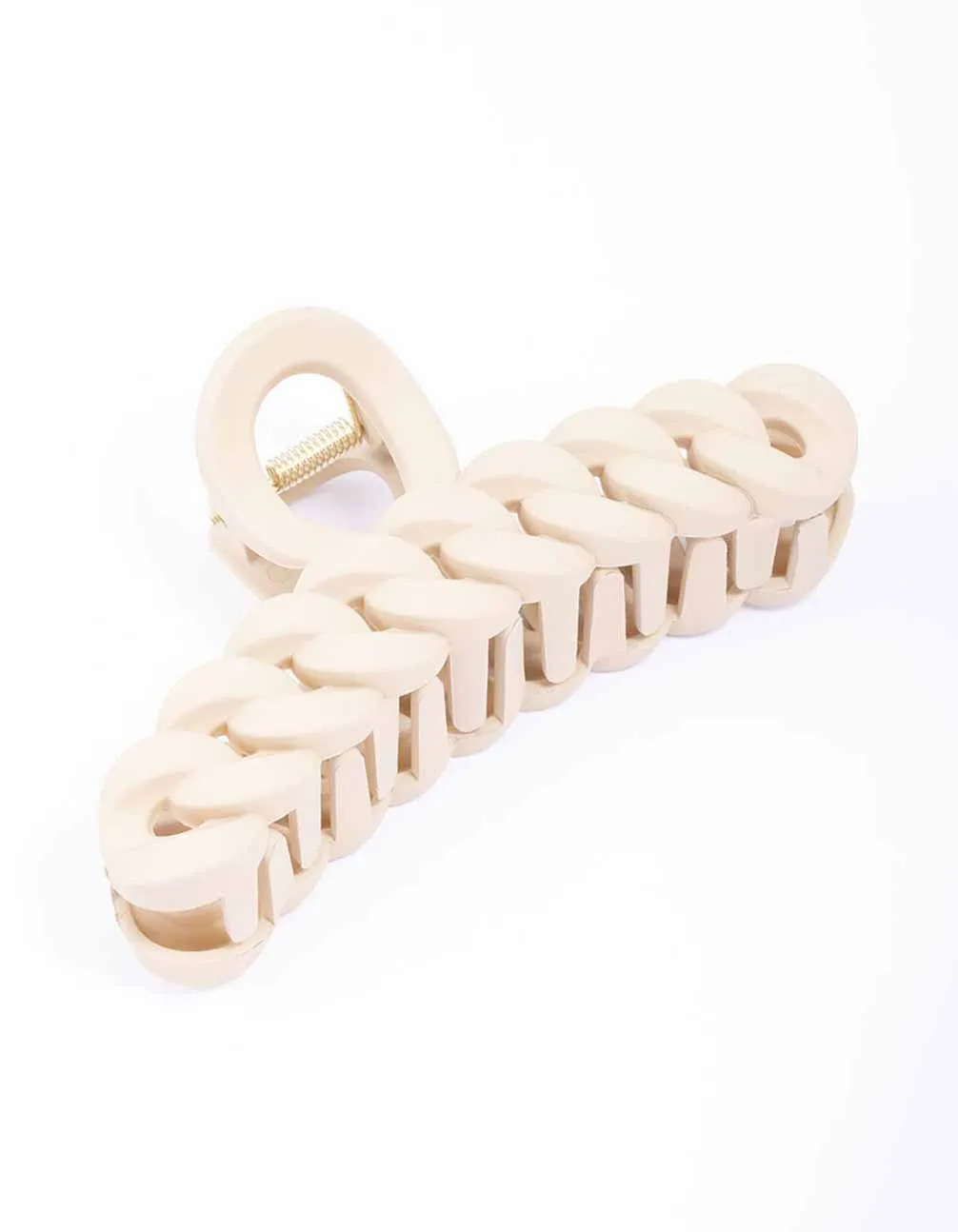 Neutral Coated Plaited Hair Claw Clip