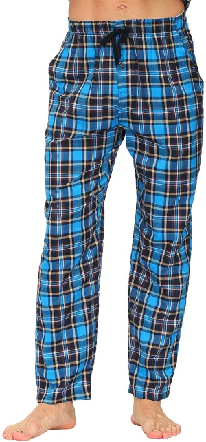 New MoFiz Men's Pajama Pants Sleep Lounge Pants 100% Cotton Bright Blue Plaid, Sz XXL! Retails $30 