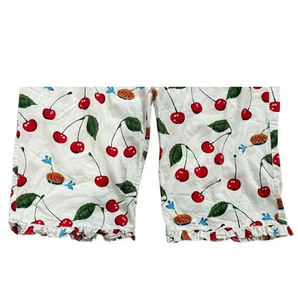 Nick And Nora Cropped Pajama Pants Women XXL Cherry Pie Birds Cotton Sleepwear