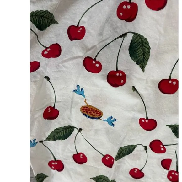 Nick And Nora Cropped Pajama Pants Women XXL Cherry Pie Birds Cotton Sleepwear