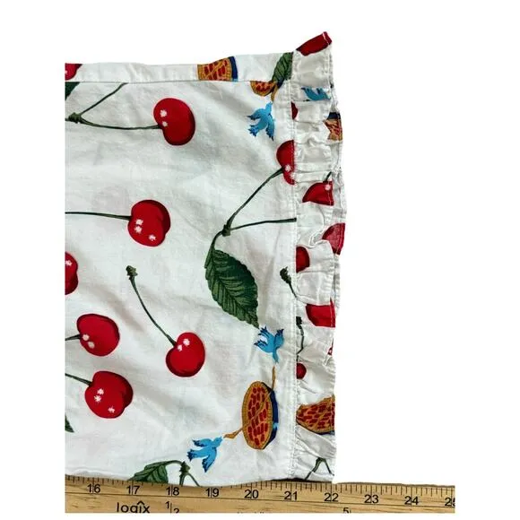 Nick And Nora Cropped Pajama Pants Women XXL Cherry Pie Birds Cotton Sleepwear