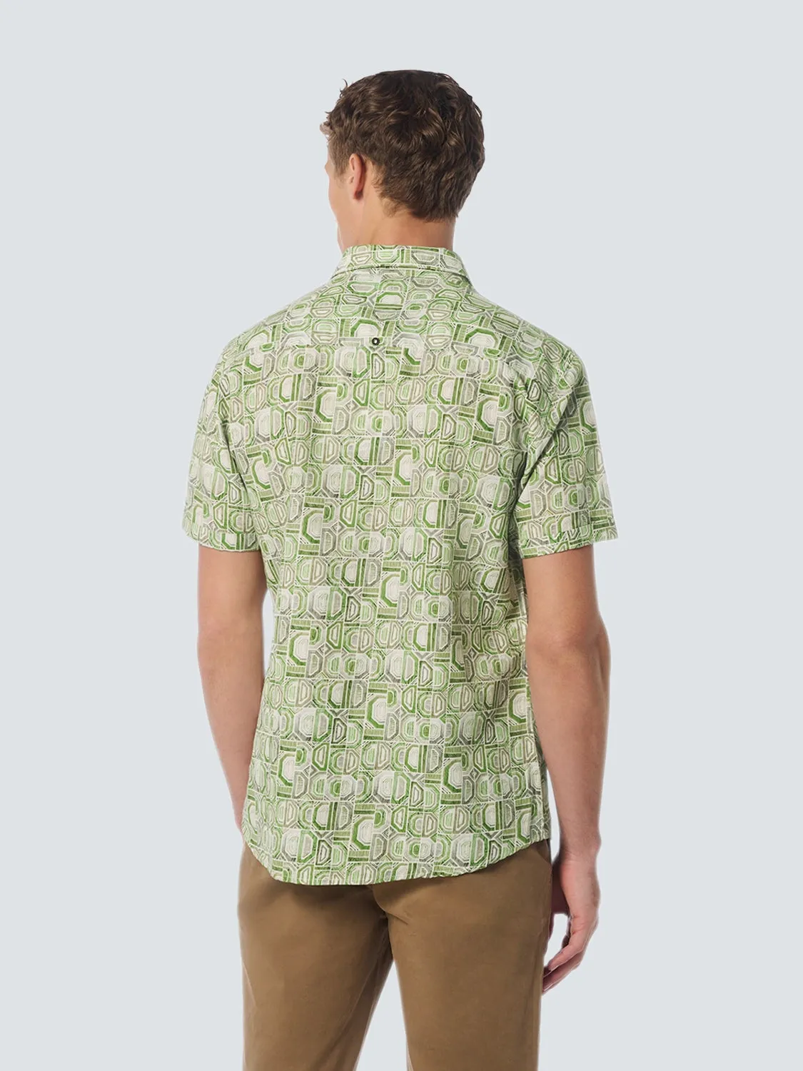 NO EXCESS ALL OVER PRINT LINEN BLEND S/S SHIRT 23440307