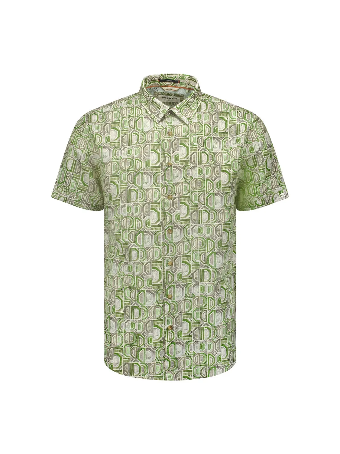 NO EXCESS ALL OVER PRINT LINEN BLEND S/S SHIRT 23440307