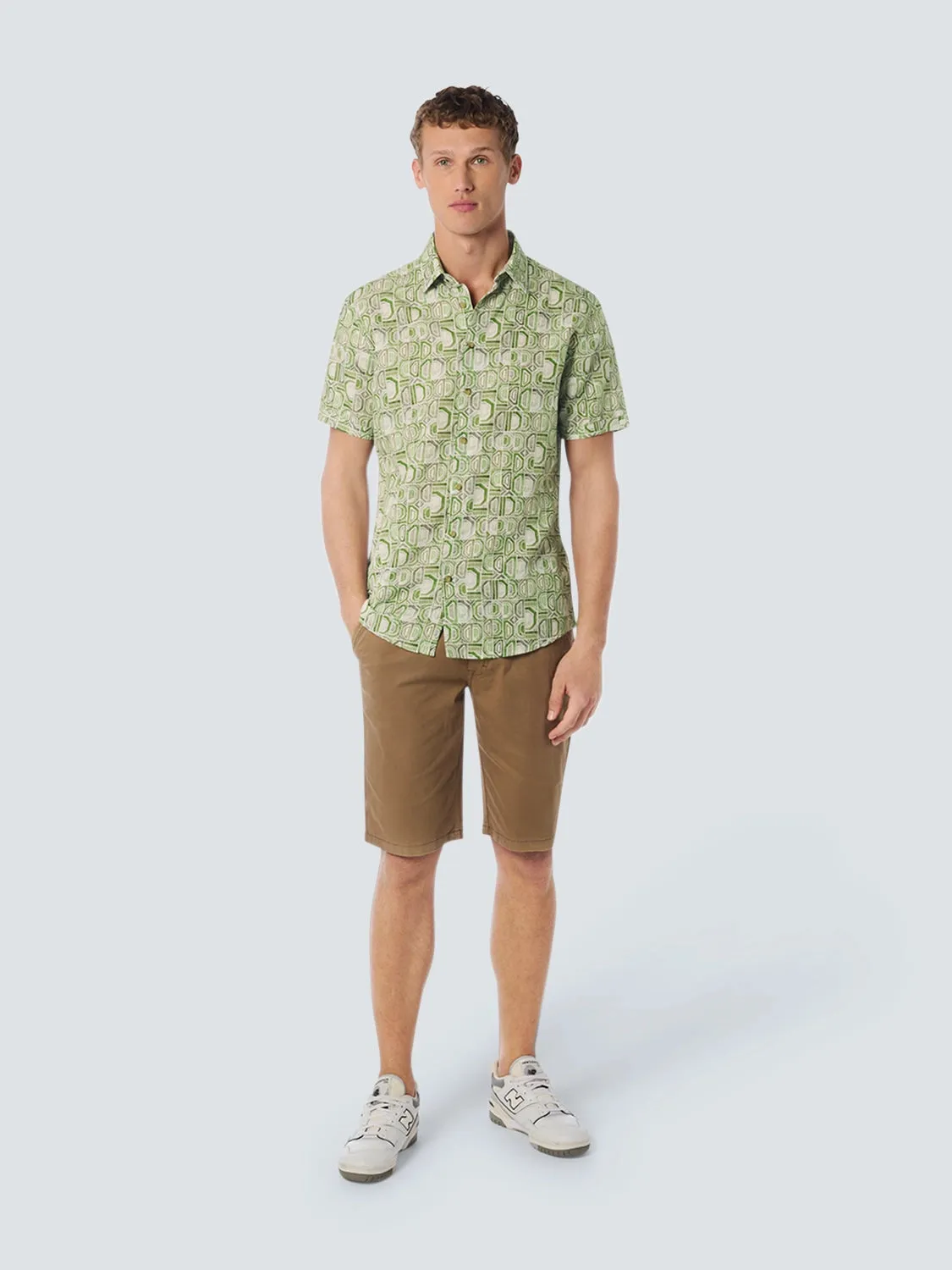 NO EXCESS ALL OVER PRINT LINEN BLEND S/S SHIRT 23440307
