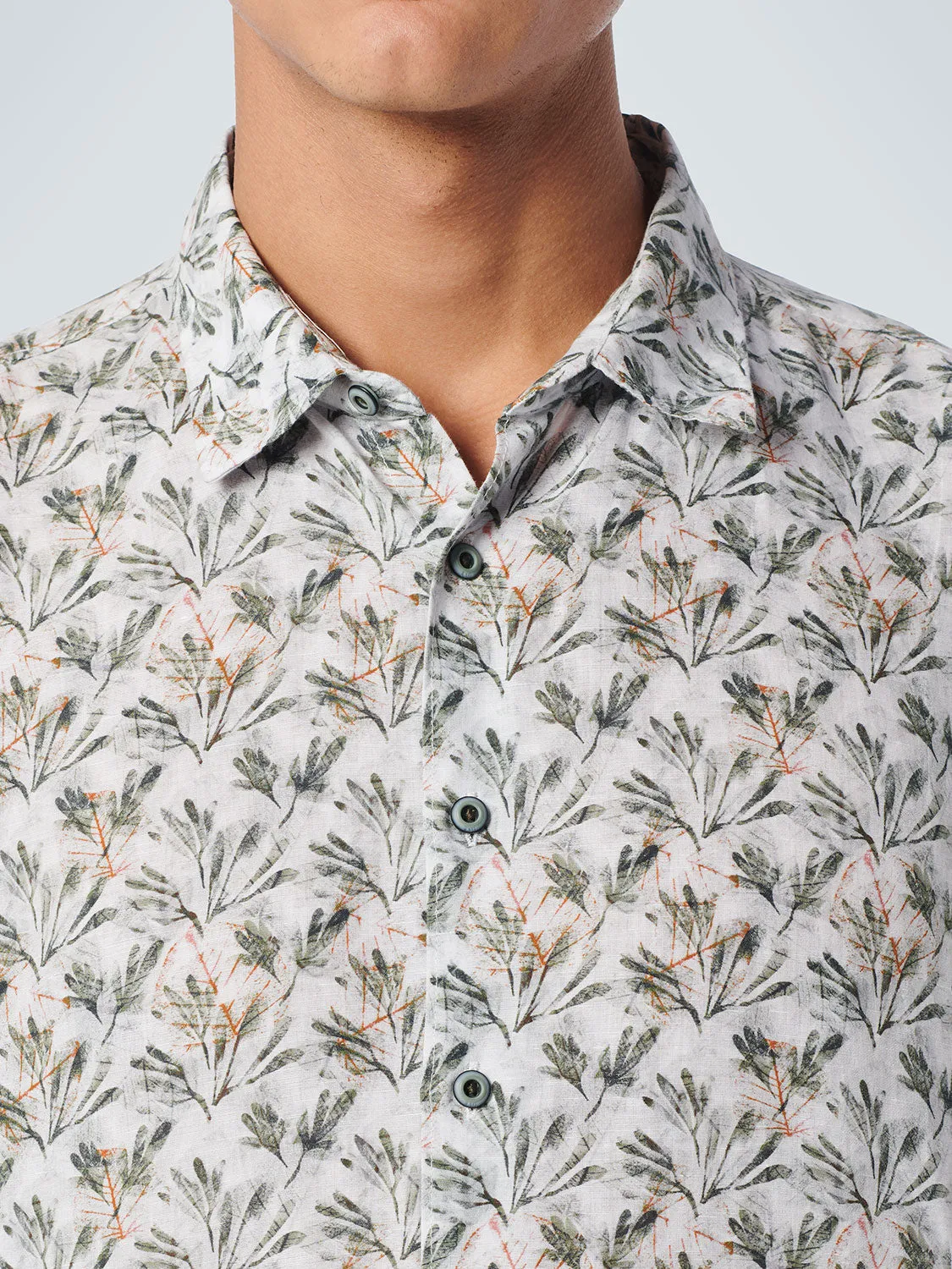 NO EXCESS ALLOVER PRINT LINEN BLEND S/S SHIRT 19440346