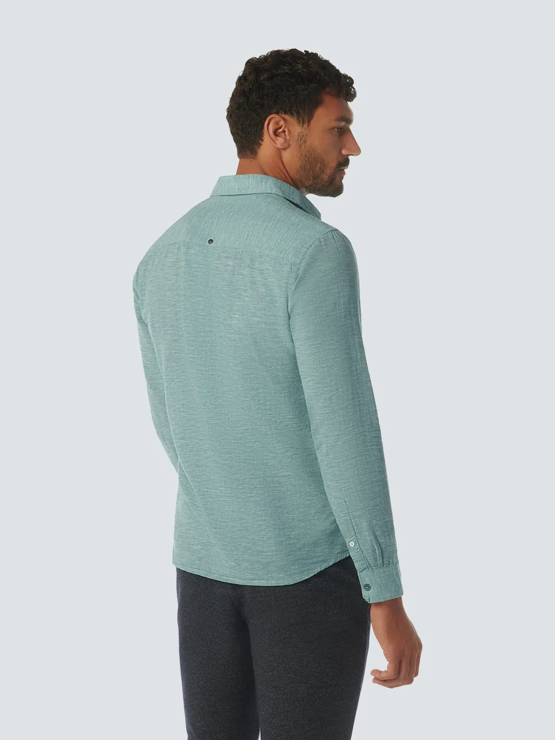 NO EXCESS LINEN BLEND TEXTURED L/S SHIRT 23450215