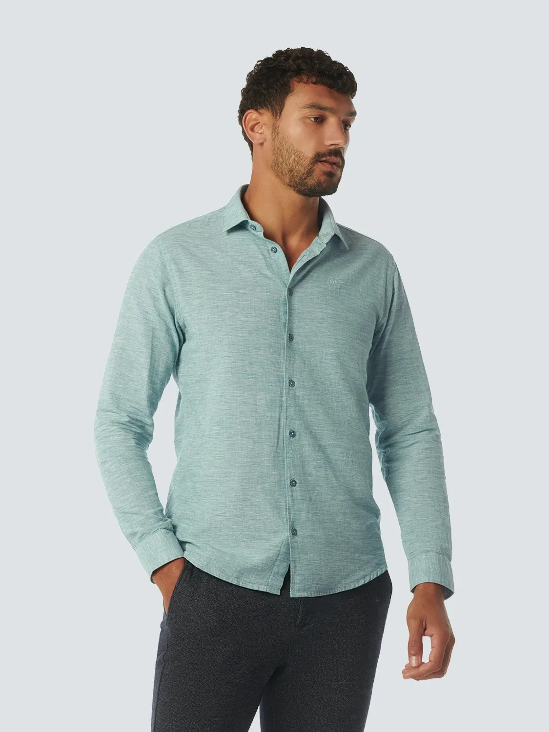 NO EXCESS LINEN BLEND TEXTURED L/S SHIRT 23450215