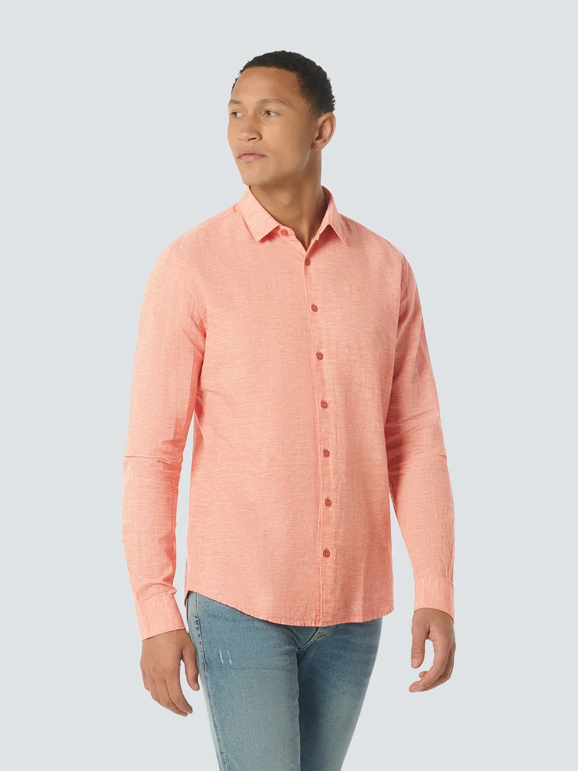 NO EXCESS LINEN BLEND TEXTURED L/S SHIRT 23450215