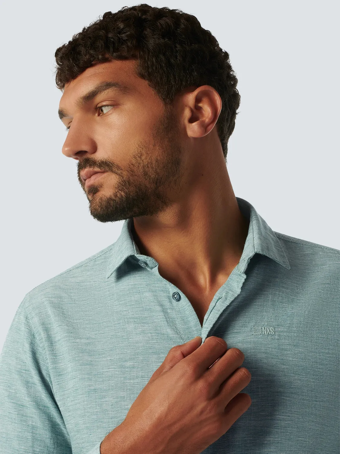 NO EXCESS LINEN BLEND TEXTURED L/S SHIRT 23450215
