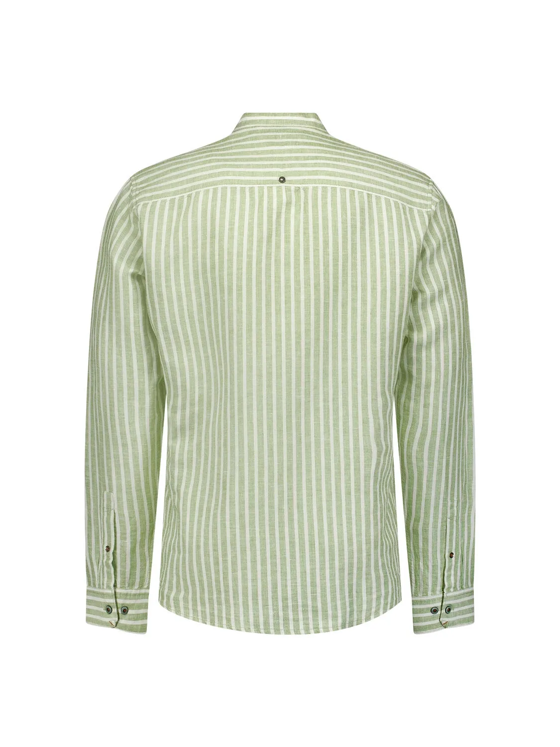 NO EXCESS LINEN BLEND WIDE STRIPE GRANDAD COLLAR L/S SHIRT 23450202