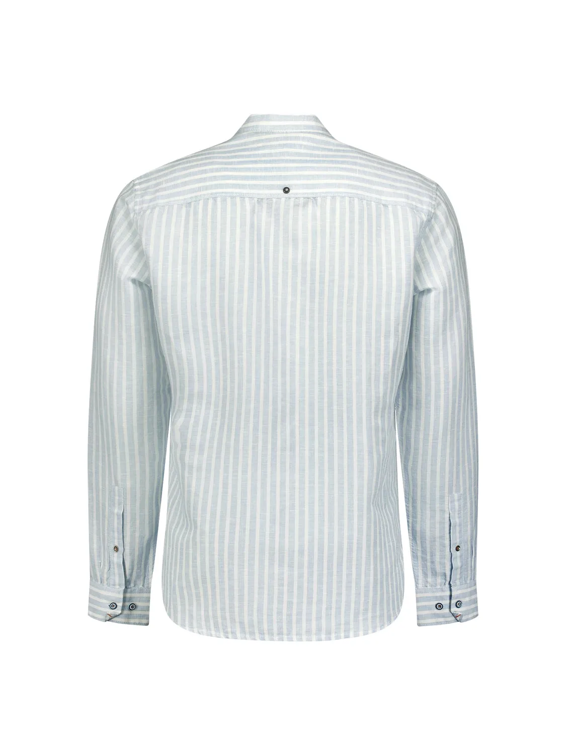 NO EXCESS LINEN BLEND WIDE STRIPE GRANDAD COLLAR L/S SHIRT 23450202