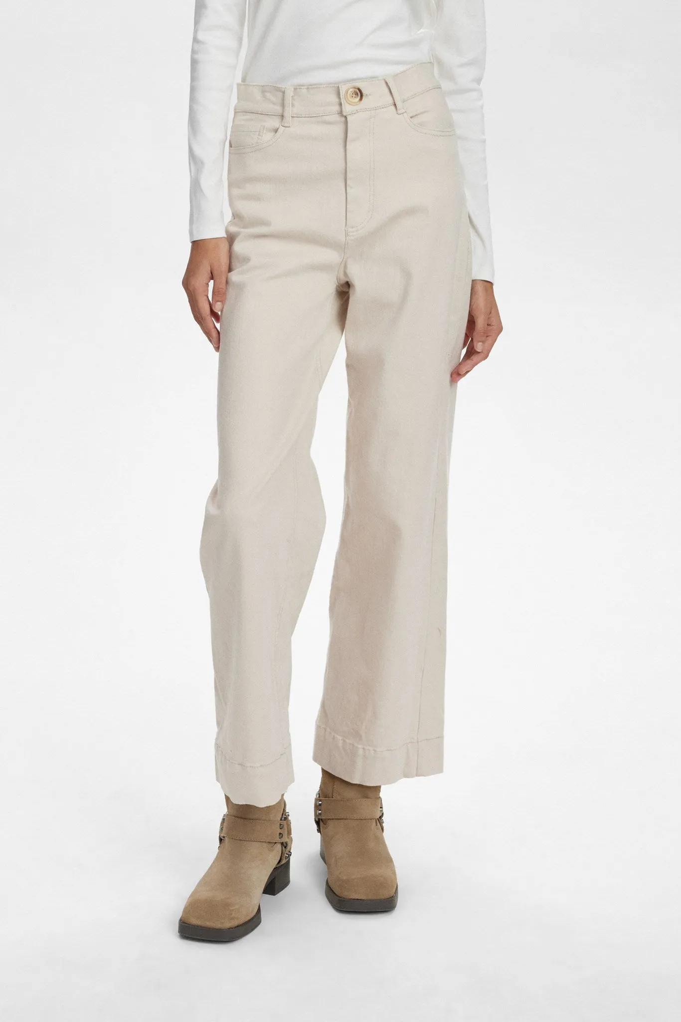 NULULU PANTS CROPPED - Grey Morn