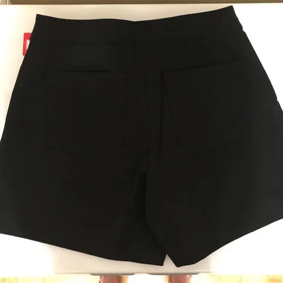 NWT Spanx Women's Polished Stretch Cotton 6&quot; Shorts Black Pullon Size Medium