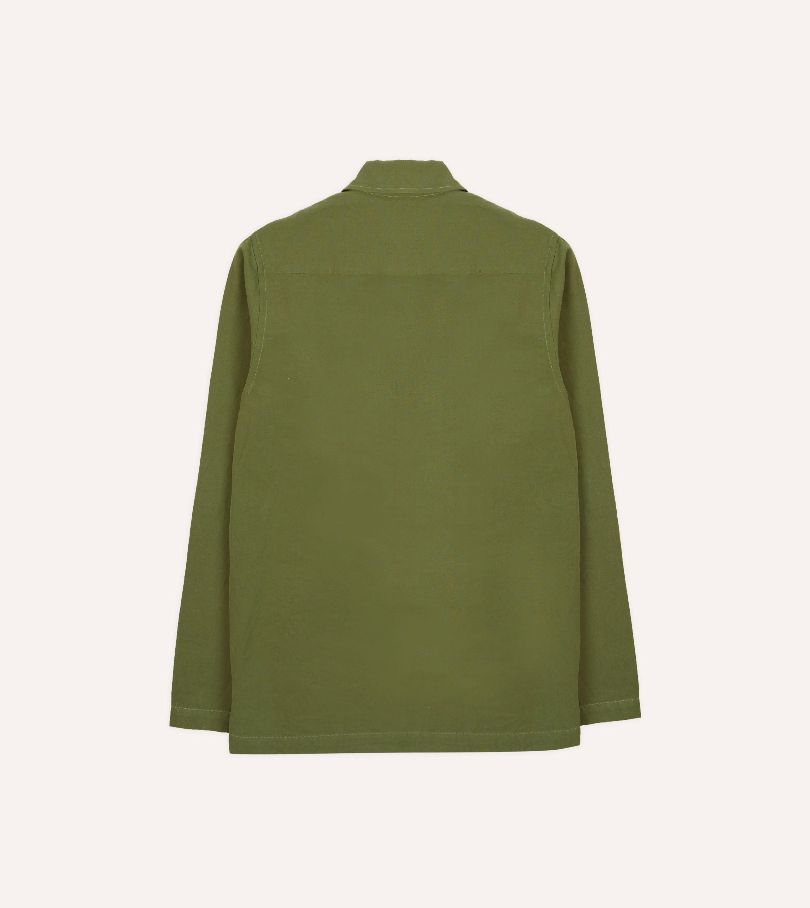 Olive Cotton-Linen Popover Shirt