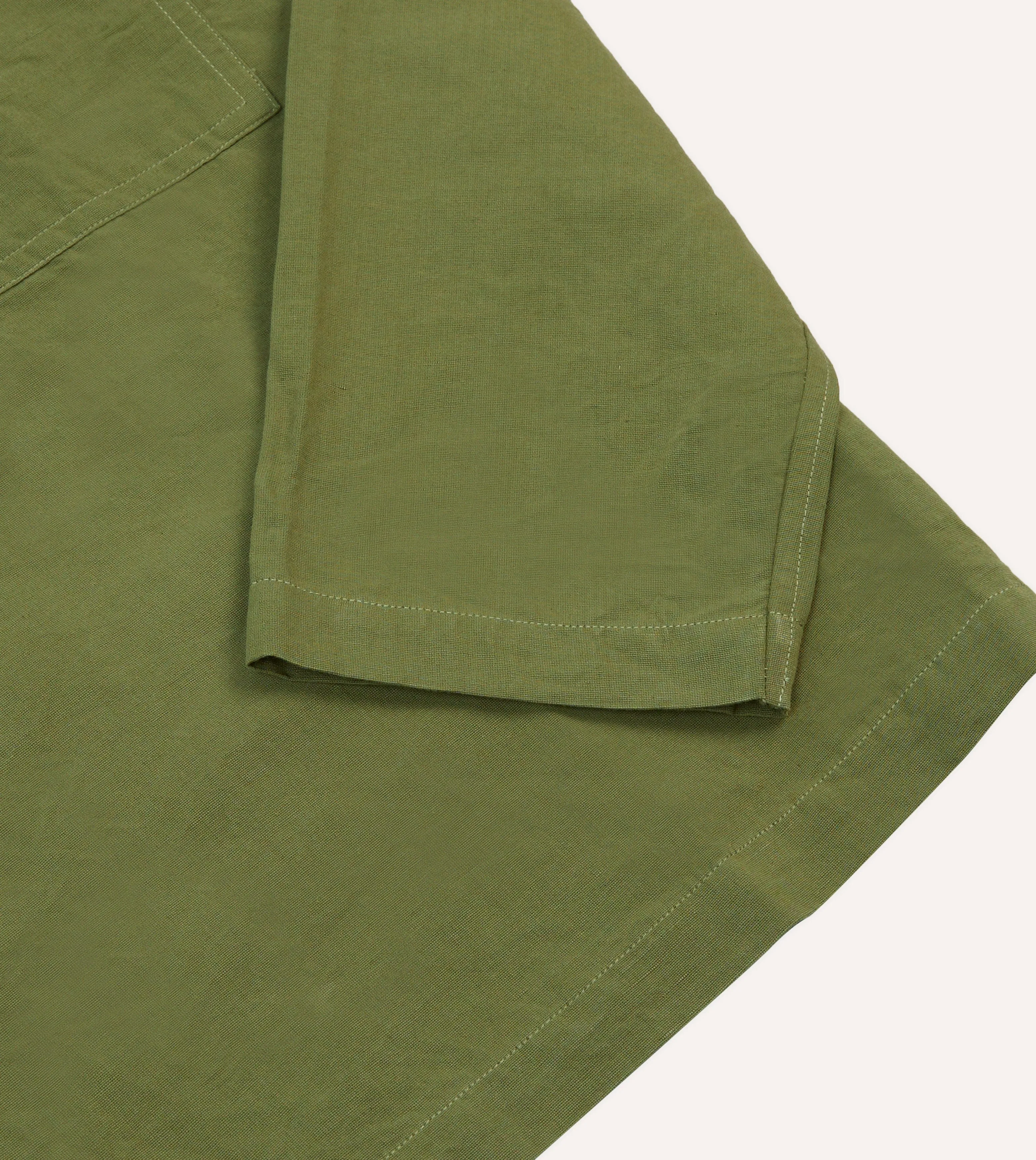 Olive Cotton-Linen Popover Shirt