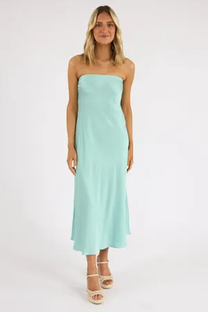Oona Strapless Satin Midi Dress