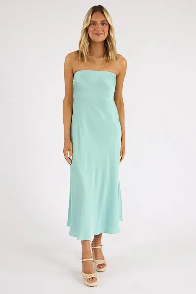 Oona Strapless Satin Midi Dress
