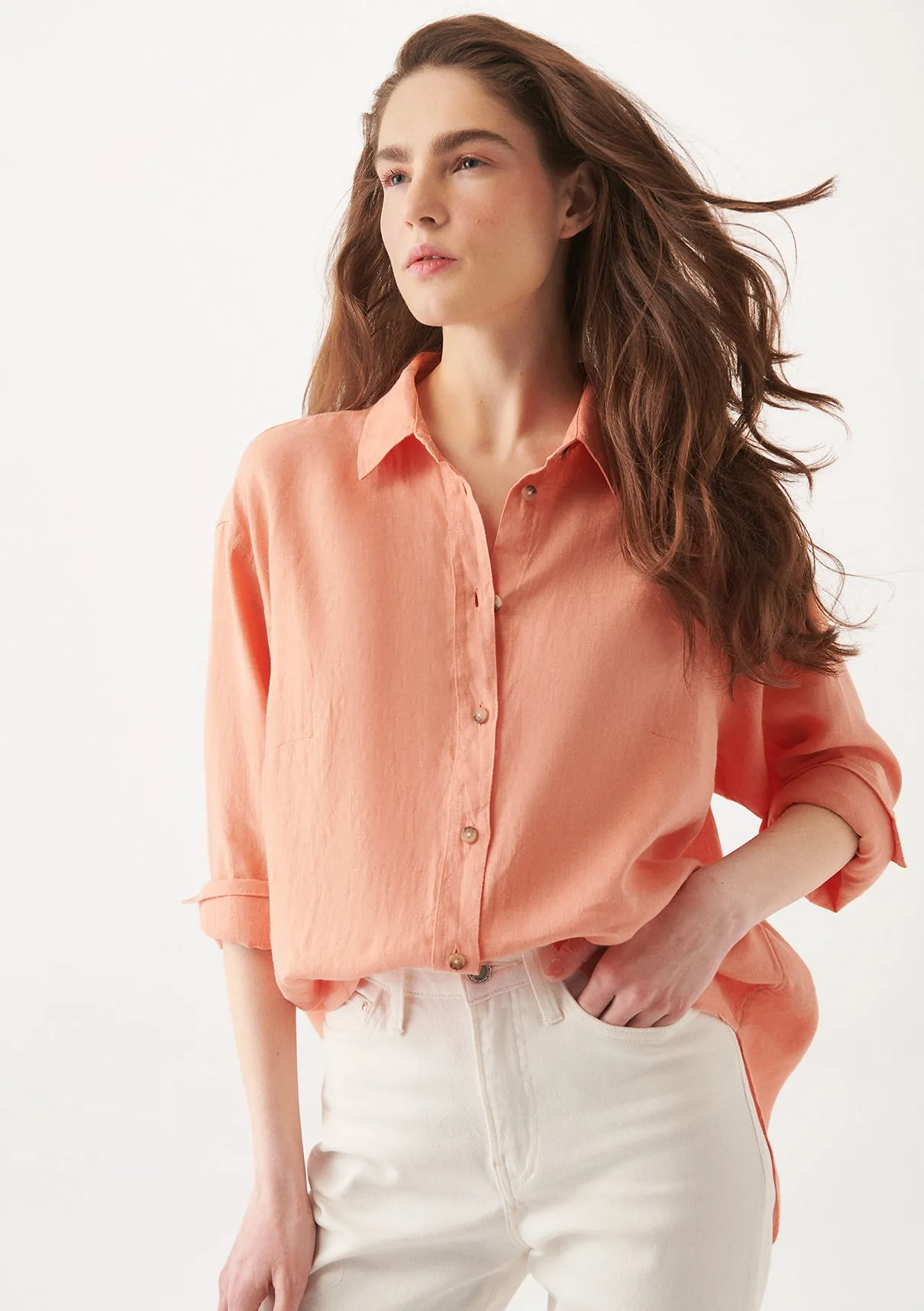 Orange Linen Shirt