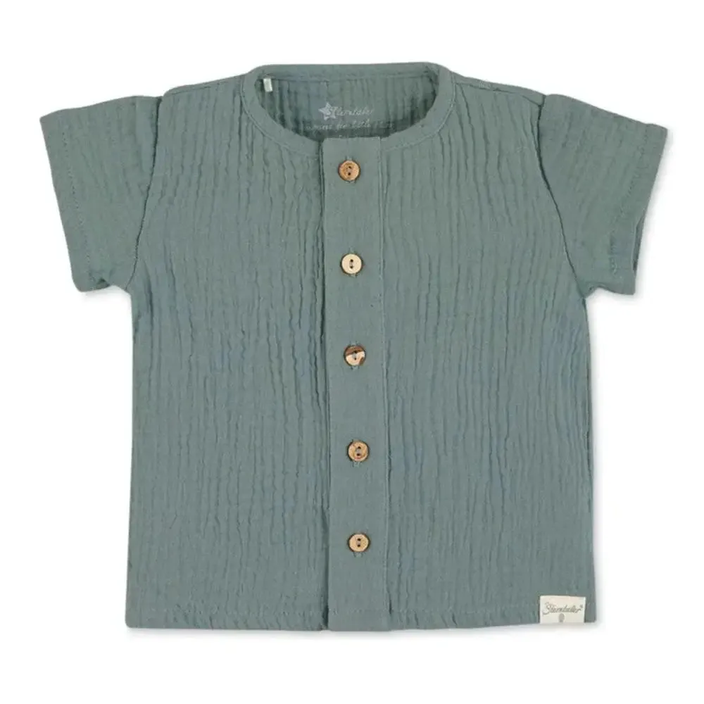 Organic Muslin Shirt and Short Set - Green