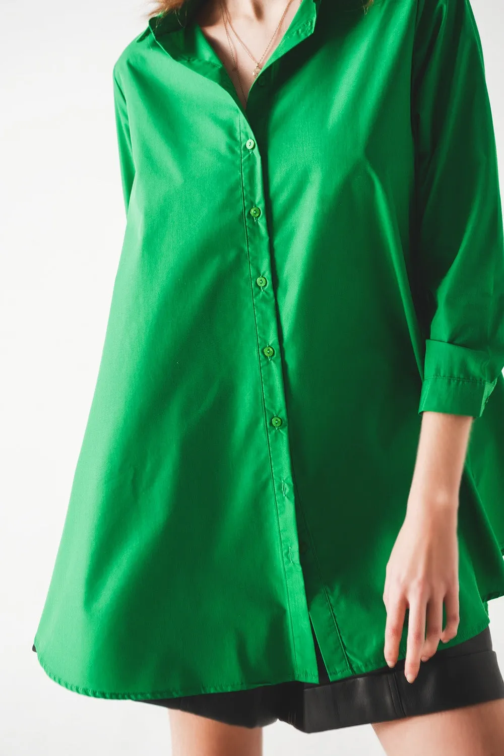 Oversized shirt in bold green