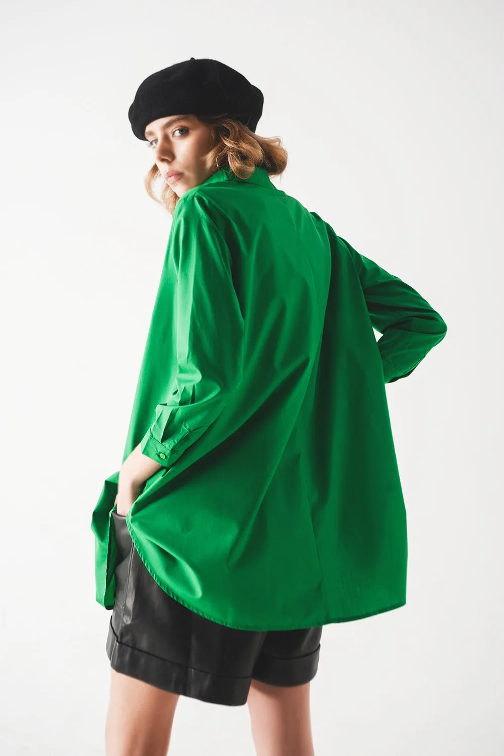 Oversized shirt in bold green
