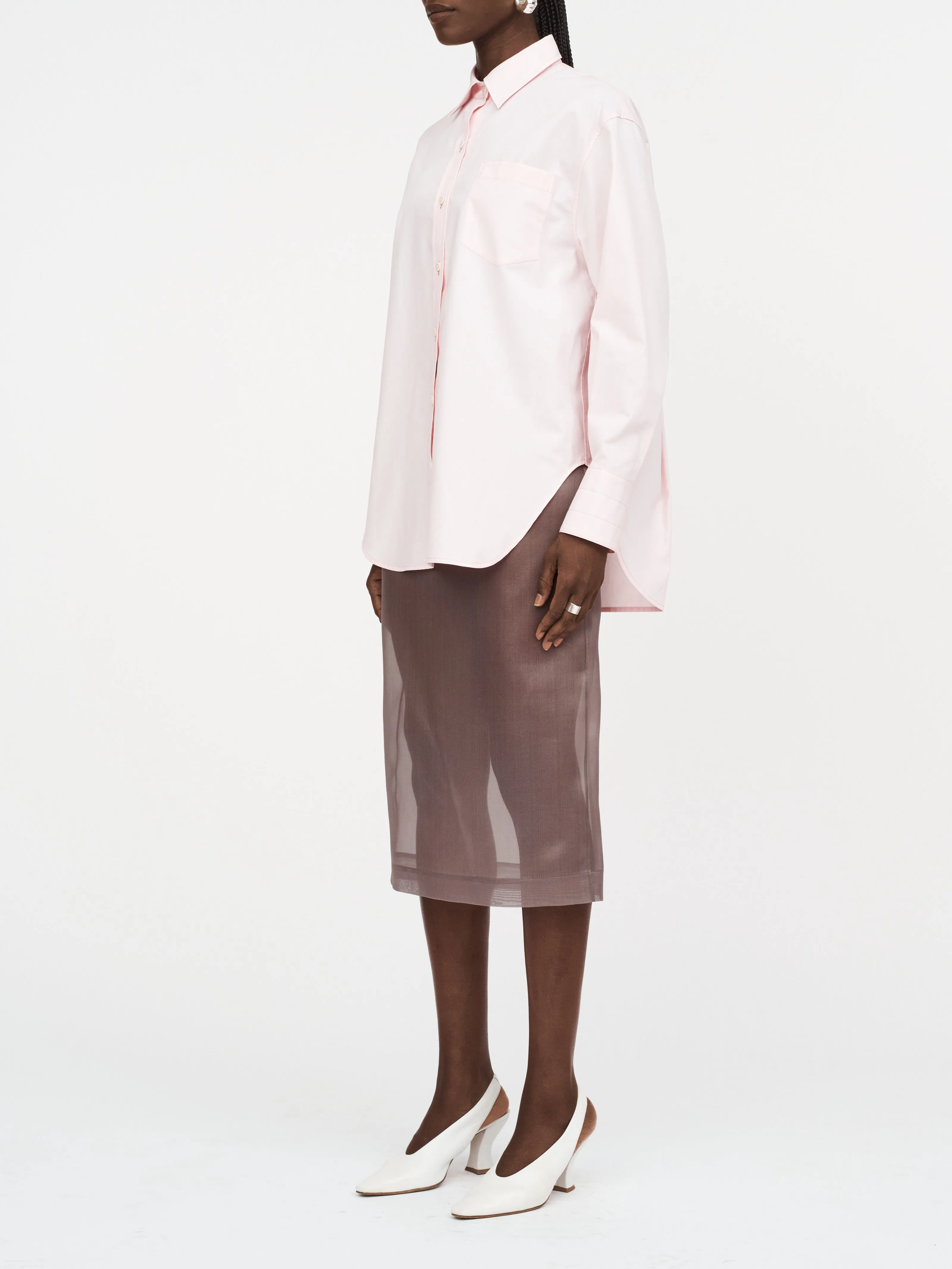Oversized Tunic Shirt in Pale Pink