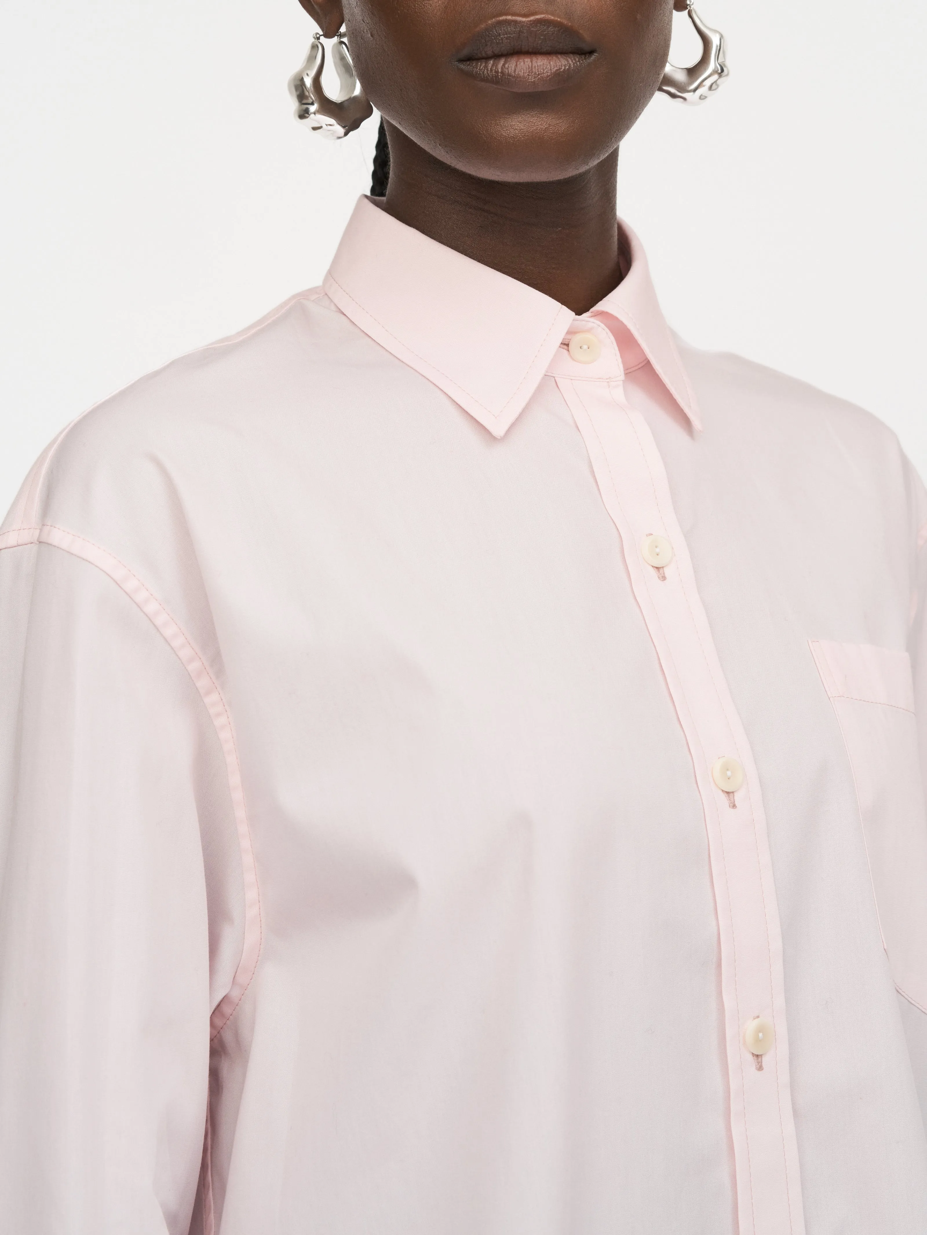 Oversized Tunic Shirt in Pale Pink