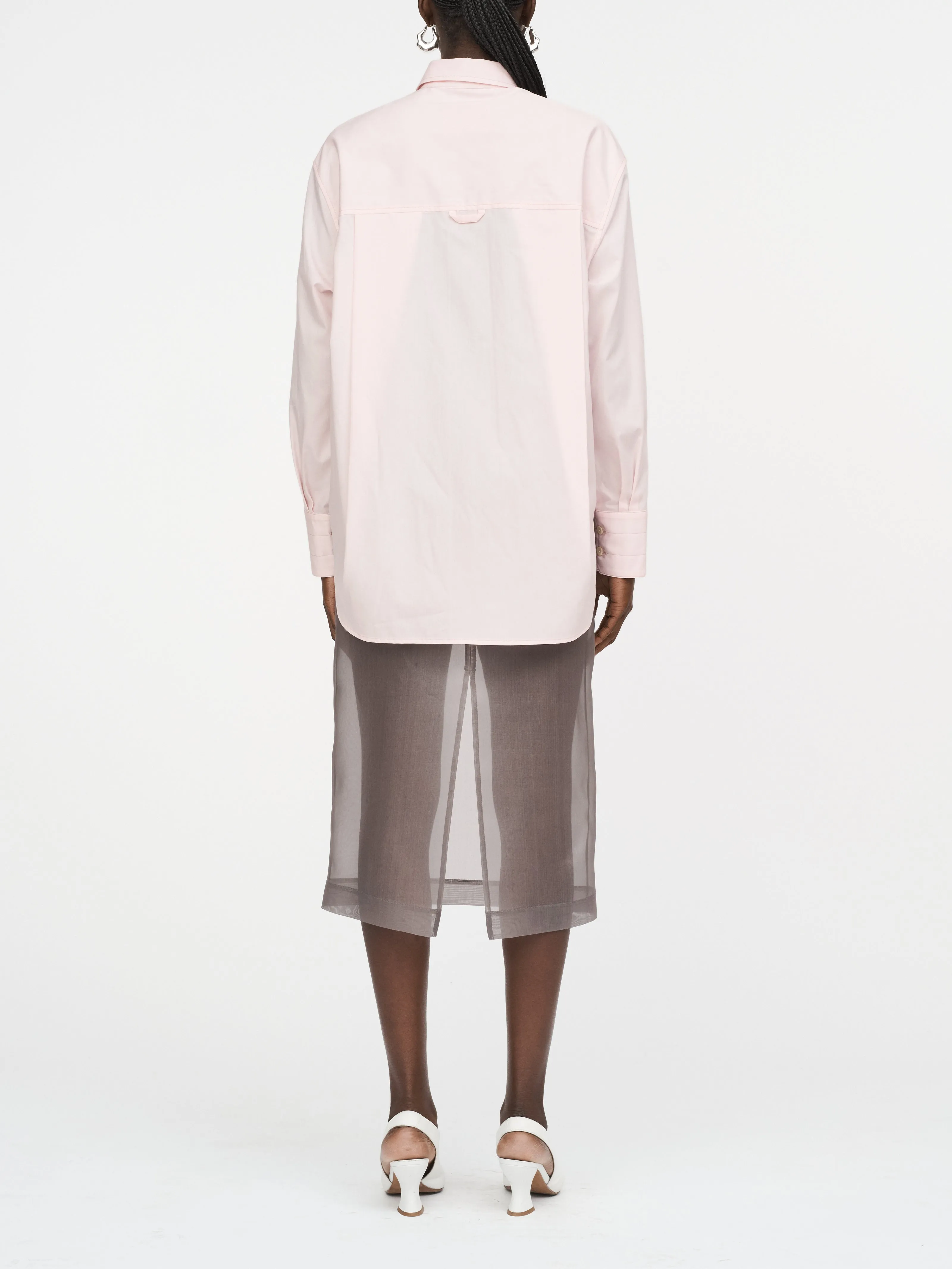 Oversized Tunic Shirt in Pale Pink