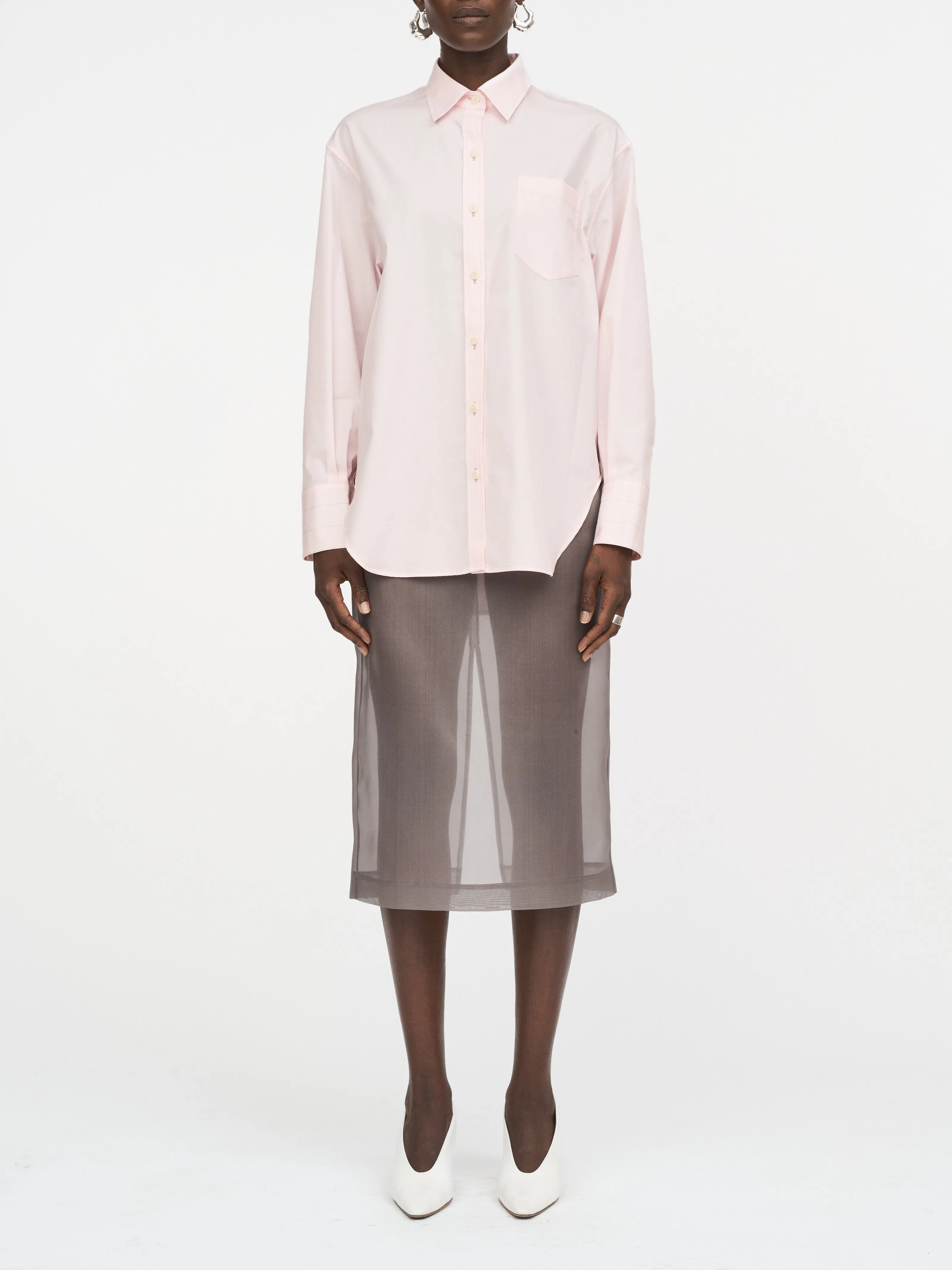 Oversized Tunic Shirt in Pale Pink