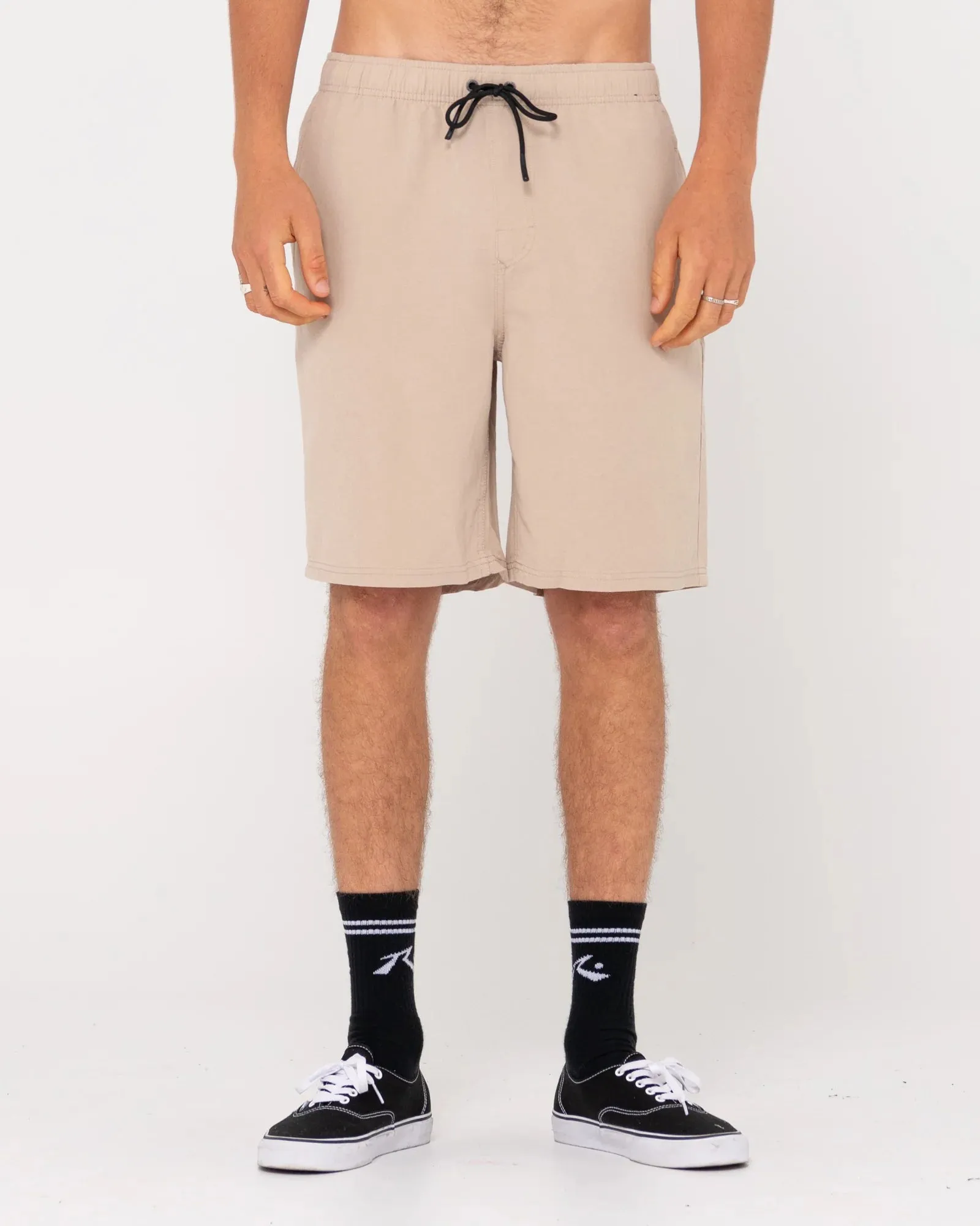 Overtone Linen Elastic Waist Short - Light Khaki