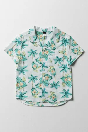 Palm Tree Short Sleeve Shirt White
