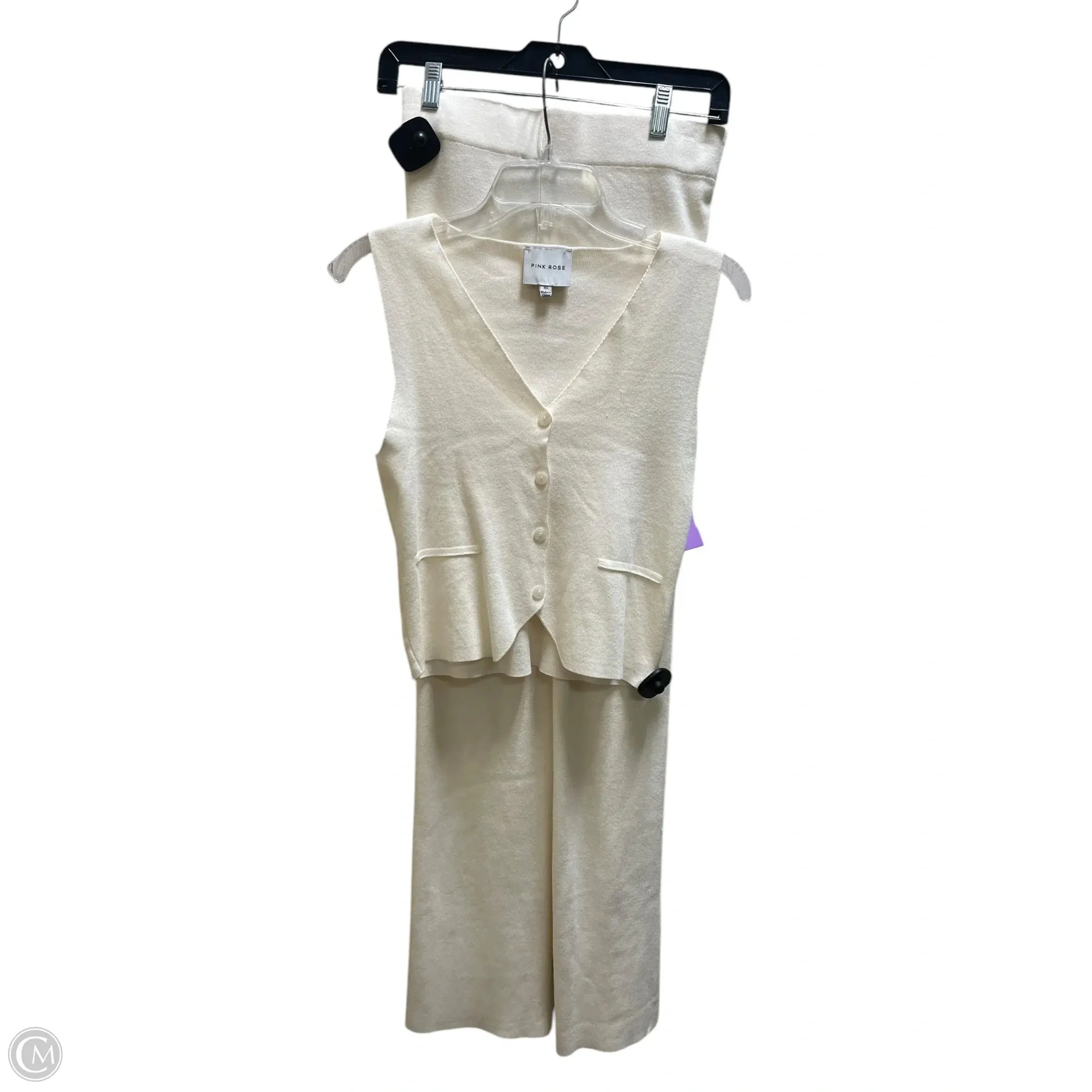 Pants Set 2pc By Pink Rose In Cream, Size: Xs