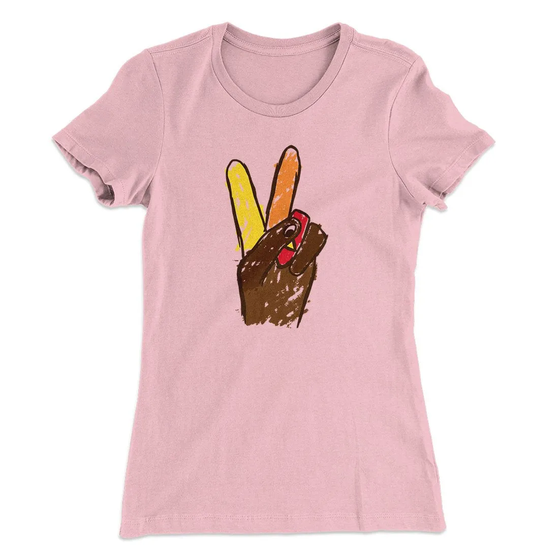 Peace Sign Hand Turkey Funny Thanksgiving Women's T-Shirt
