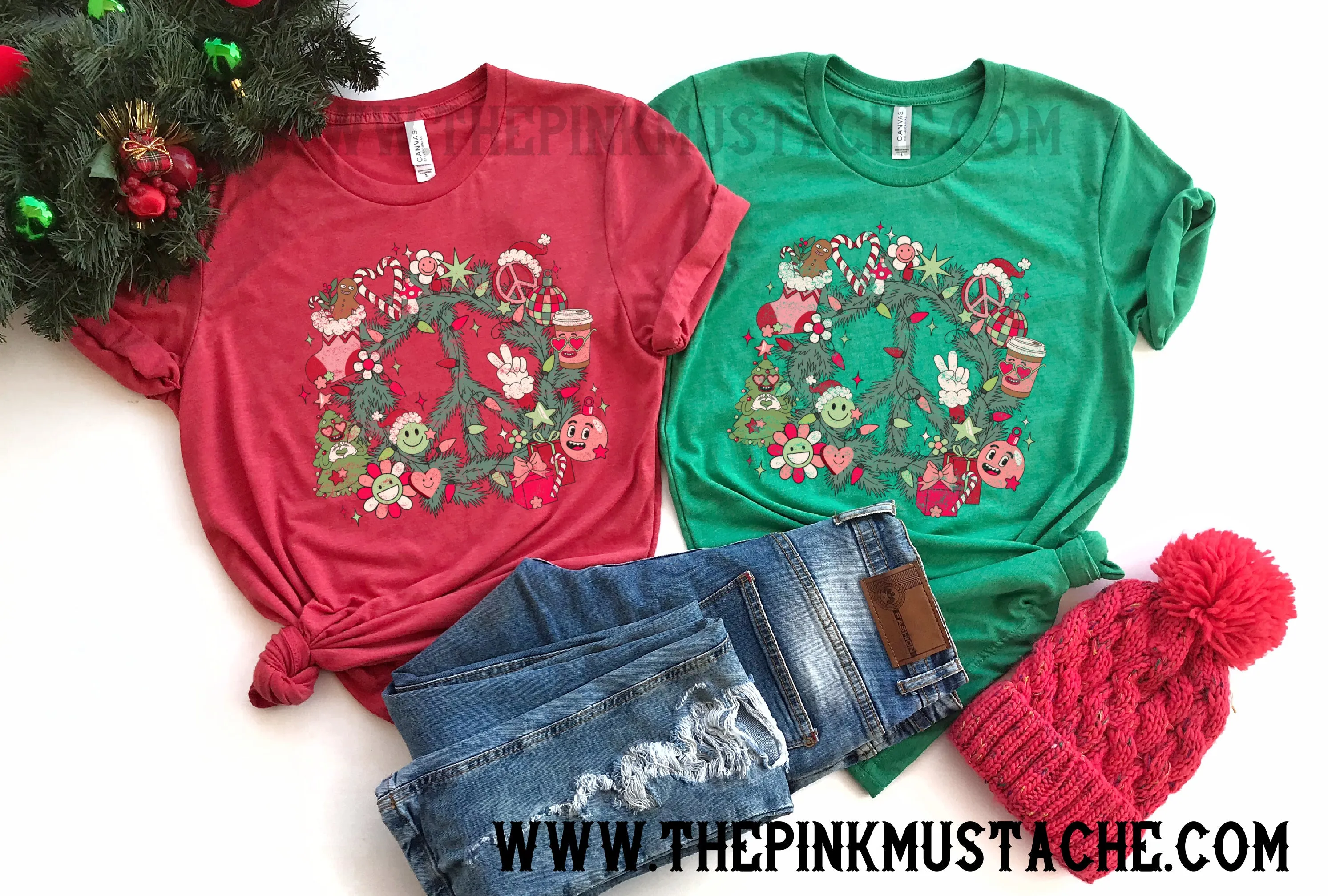 Peace Wreath Christmas Tee/ Family Christmas Tees / Toddler, Youth, and Adult sizing