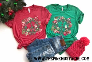 Peace Wreath Christmas Tee/ Family Christmas Tees / Toddler, Youth, and Adult sizing