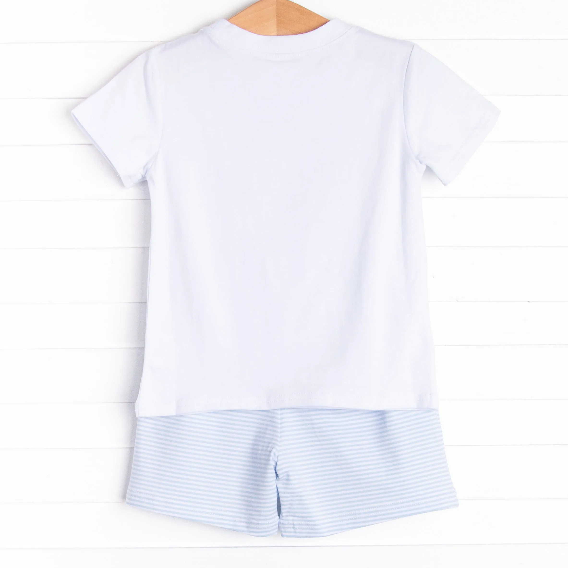 Perfect Pal Applique Short Set, Blue Stripe