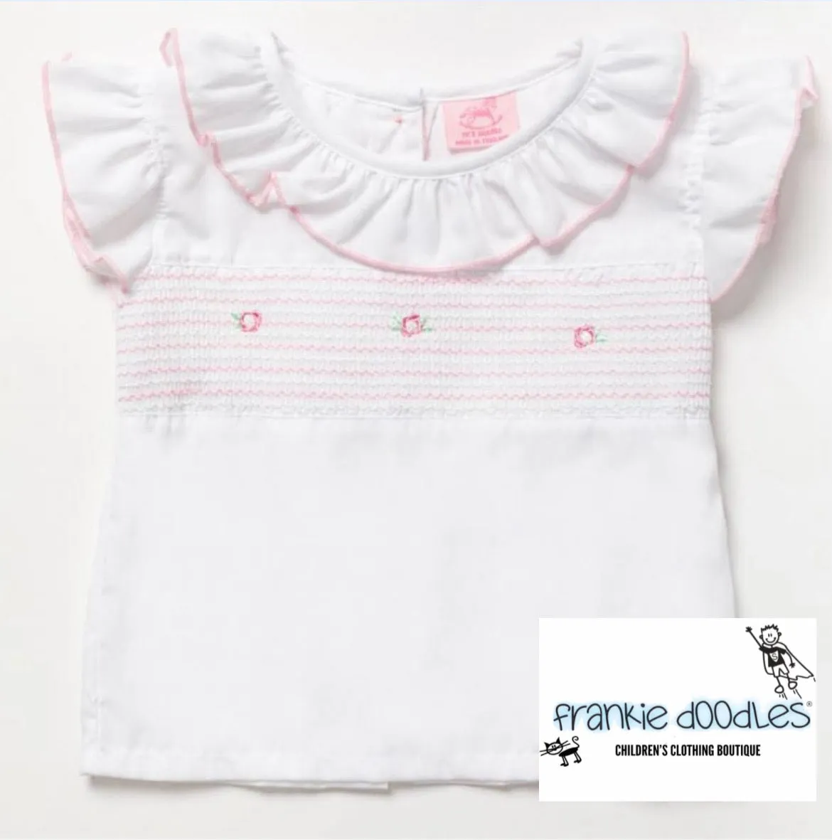 Pink & White Smocked Top & Shorts Set