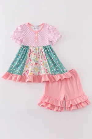 Pink Cottage Garden Patchwork Girl Set