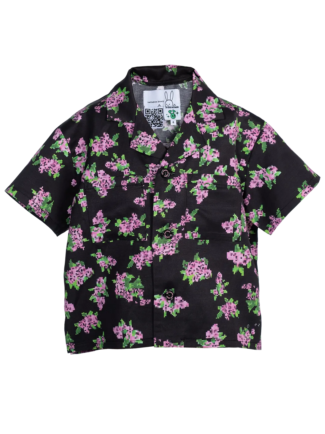 Pixel Flower-print Hawaii Shirt