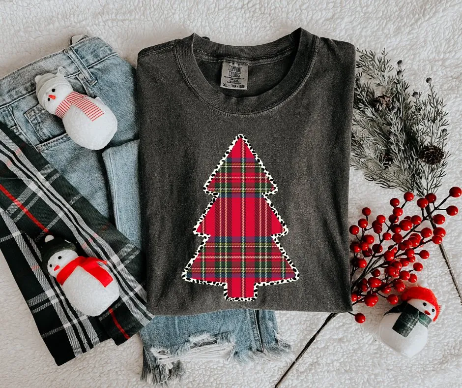 Plaid Christmas Tree Pepper Tee
