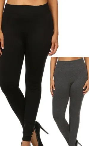 Plus Size - (2 Pack) Fleece Lined Buttery Soft Leggings