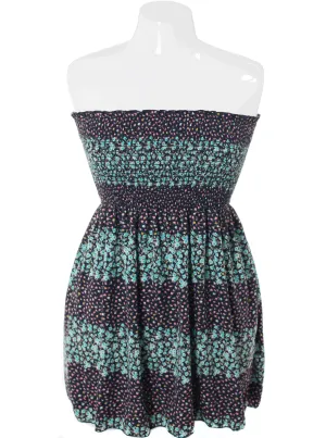 Plus Size Floral Daze Baby Doll Blue Dress