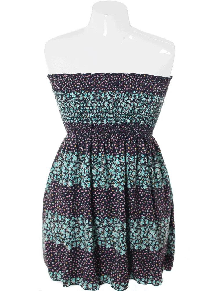 Plus Size Floral Daze Baby Doll Blue Dress