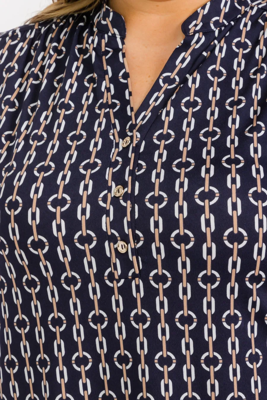 PLUS SOLID BUTTON HALF PLACKET ROLL TAB SLEEVE UTILITY SHIRTS TOP